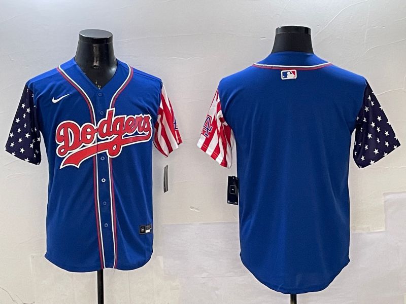 Men Los Angeles Dodgers Blank Blue a generation of national flags Joint name 2025 Nike MLB Jersey style 1